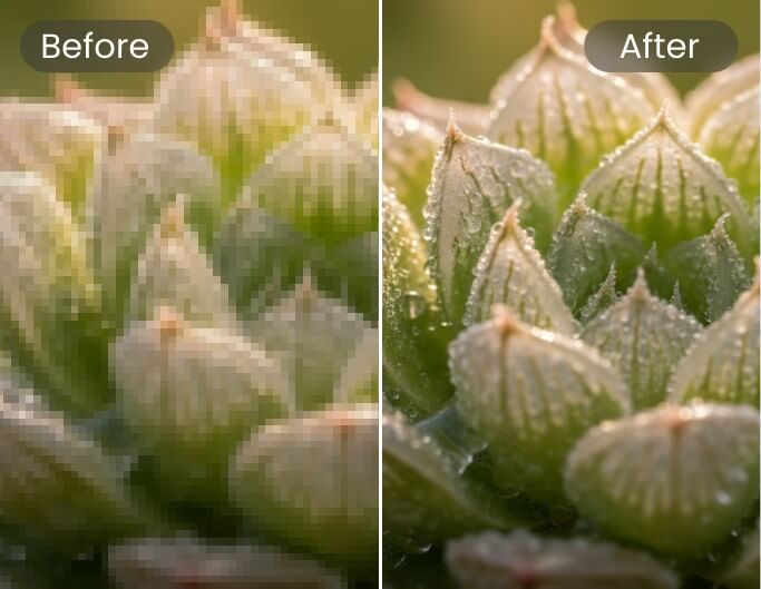 Remove pixelation from a plant photo