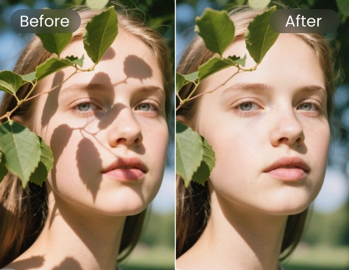 Supprimer les ombres sur une photo de femme