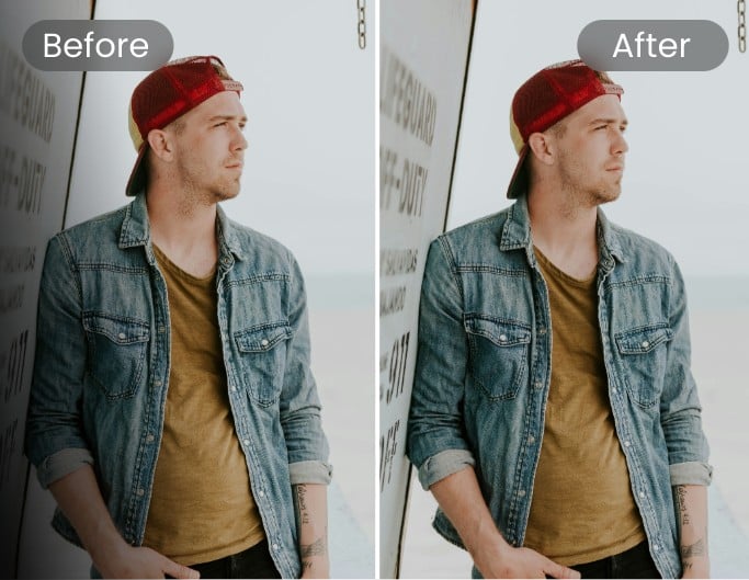 Remove shadows from a photo of a young boy