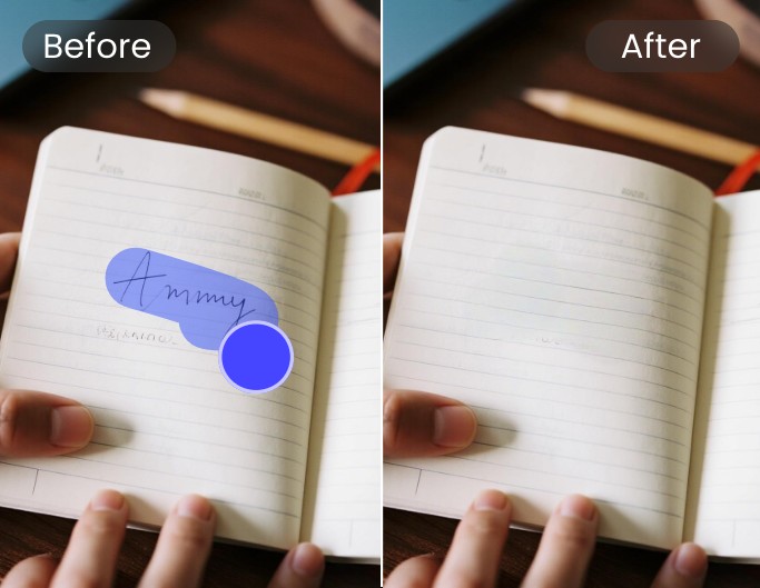 Remove signature from a book photo