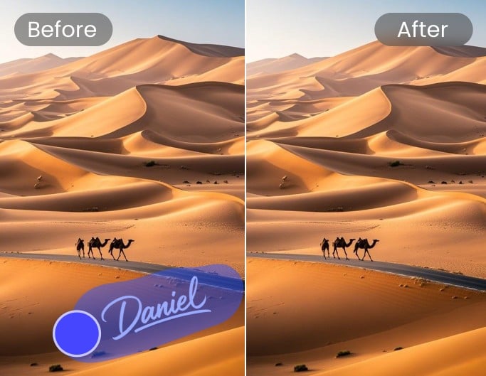 Remove signature from a landscape photography