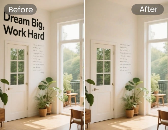 Remove the text from a picture of a house decor