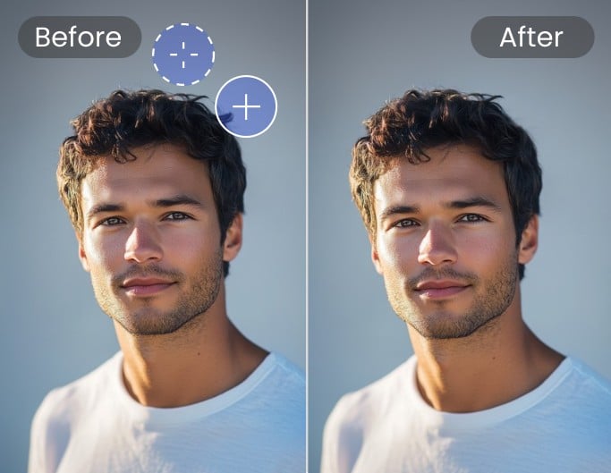 Remove the unwanted hair edge of a photo of a man