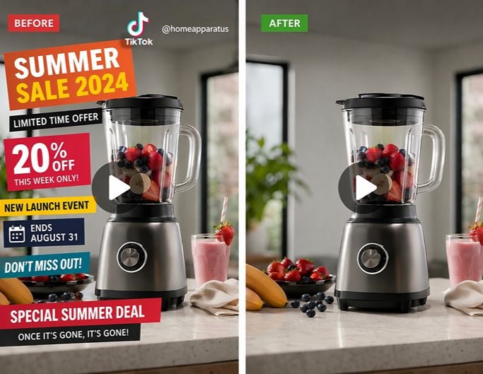 Remove tiktok watermark from a juicer ad