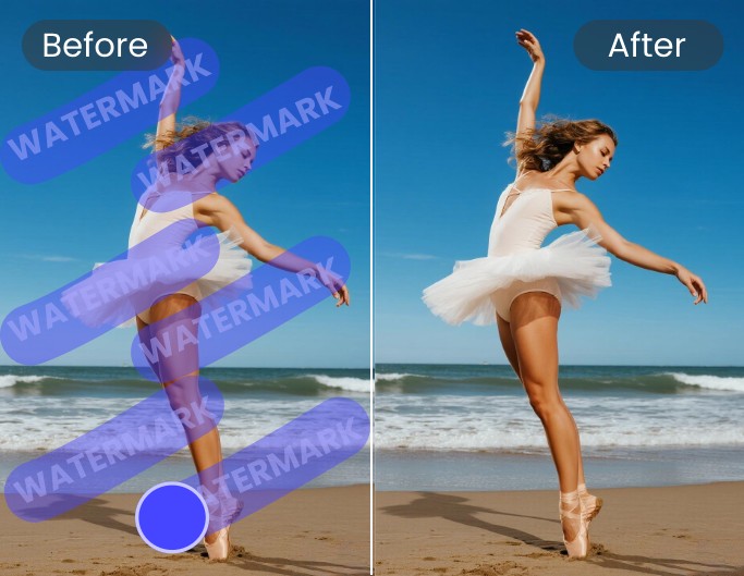 Remove tiled watermark from a dancing girl photo