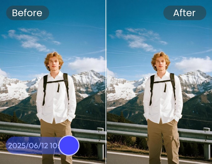 Remove timestamp from a travel photo