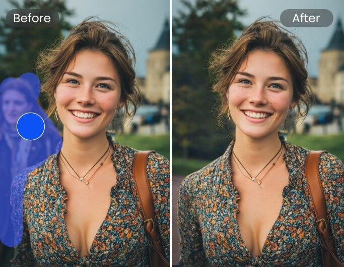 Remove unwanted elements from a photo seamlessly with AI object remover on Fotor AI photo editor