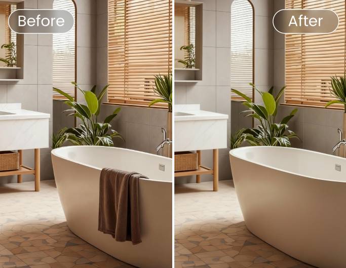 Remove unwanted items from ai generated bathroom design