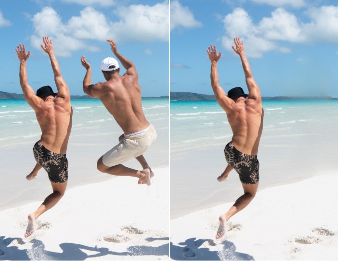 Remove unwanted objects people or text from photos