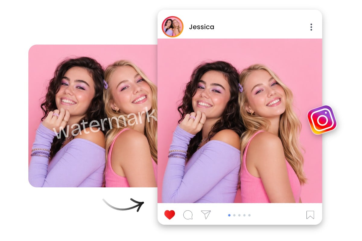 Remove watermark from a girl group photo and share it on instagram