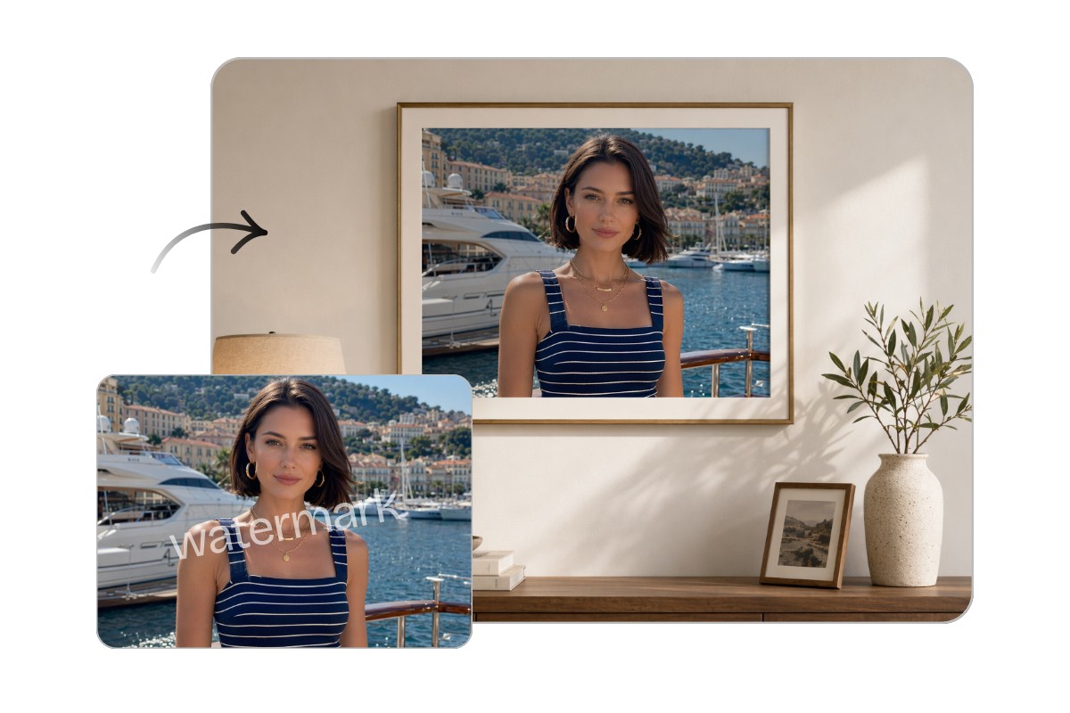 Remove watermark from a personal photo and print it out as a home decor