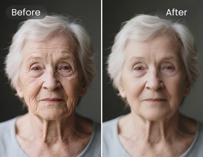 Supprimer les rides sur une photo de femme âgée