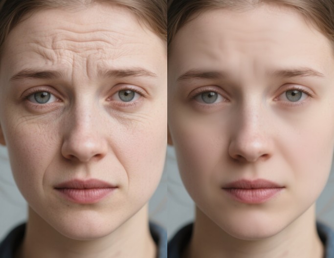 Remove wrinkles from a woman resume photo