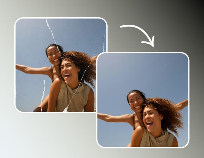Restore a recent group photo of friends using fotor ai