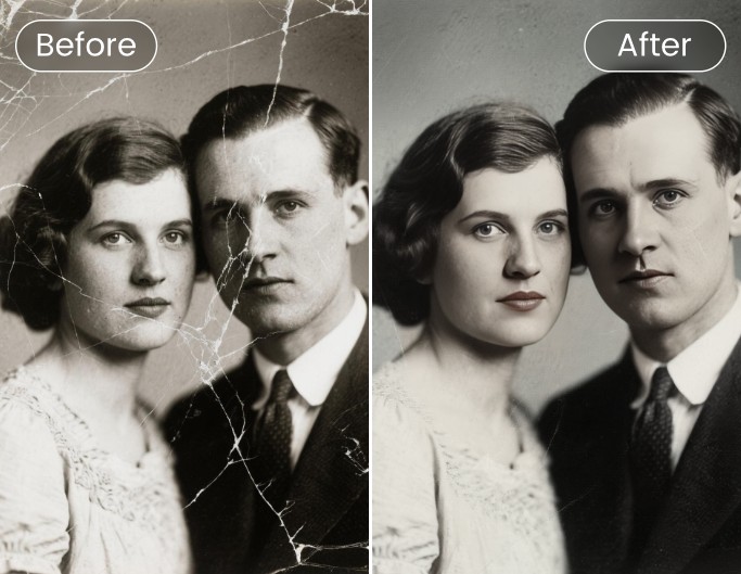 Restore an old photo of a couple