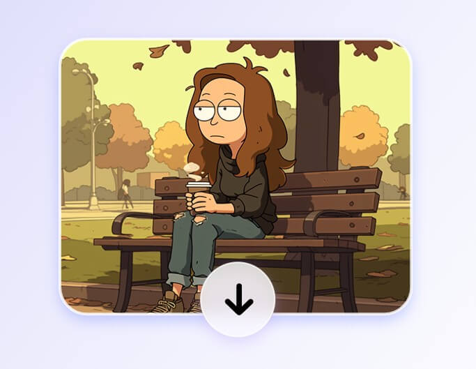 Save the ai generated rick and morty style character to your device