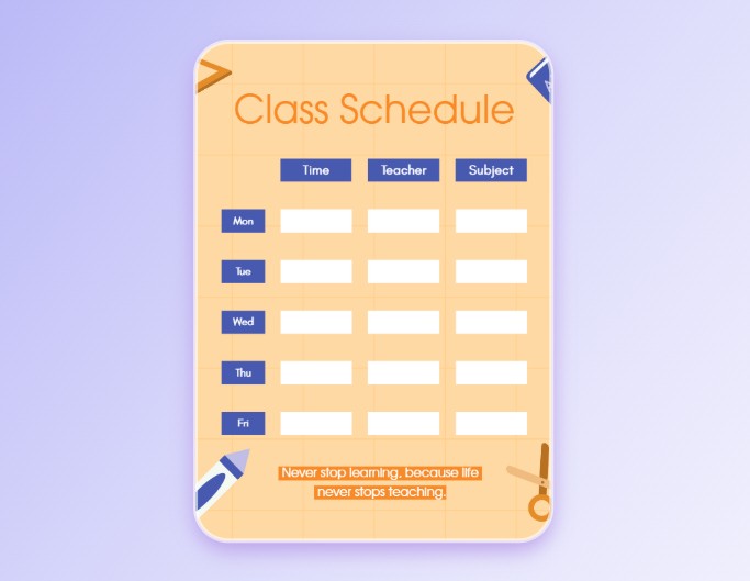 Modèle de planning scolaire