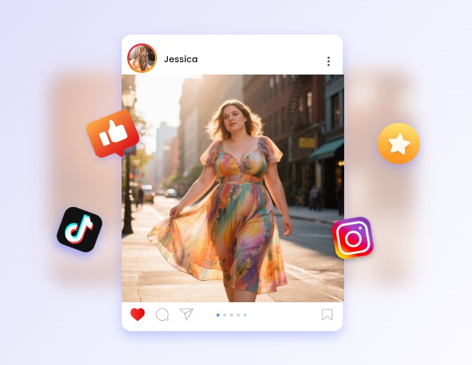 Share an image of a woman after applying a fat filter to social media