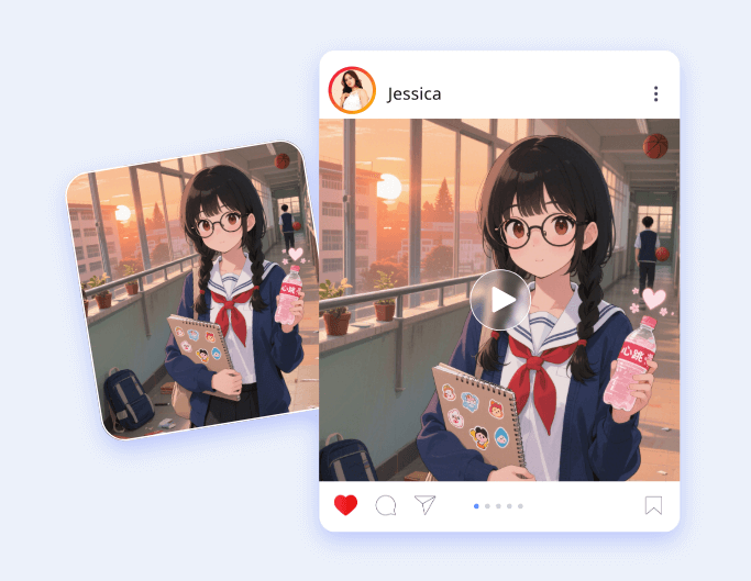 Share your anime style video on social media