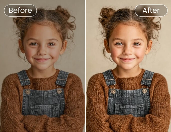 Sharpen a low quality portrait of a little girl