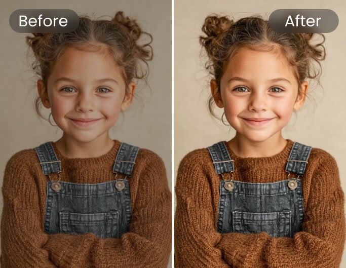 Sharpen a photo of a child and enhance its clarity