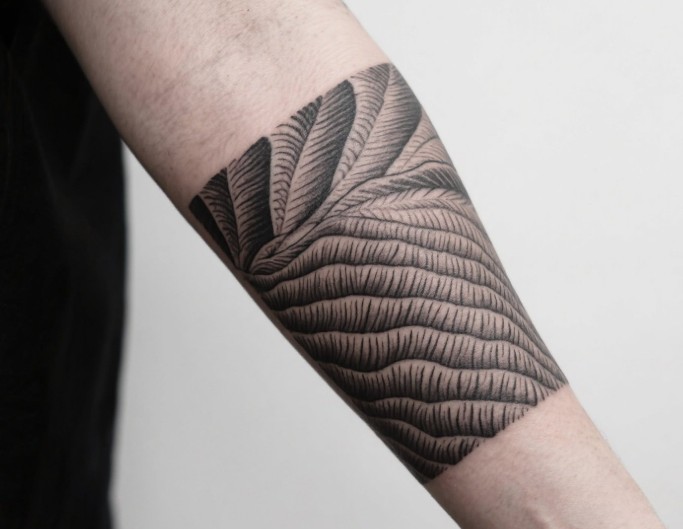 Simulate texture tattoo on the arm of a person