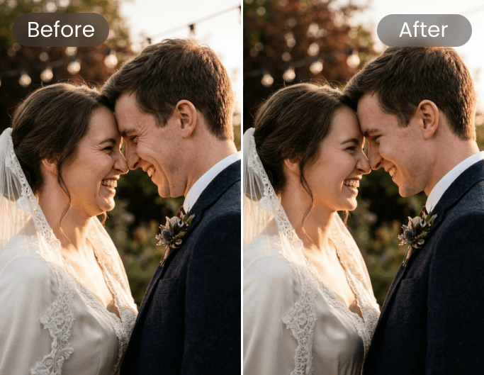 Slim face for the newlyweds with fotor online double chin removal tool