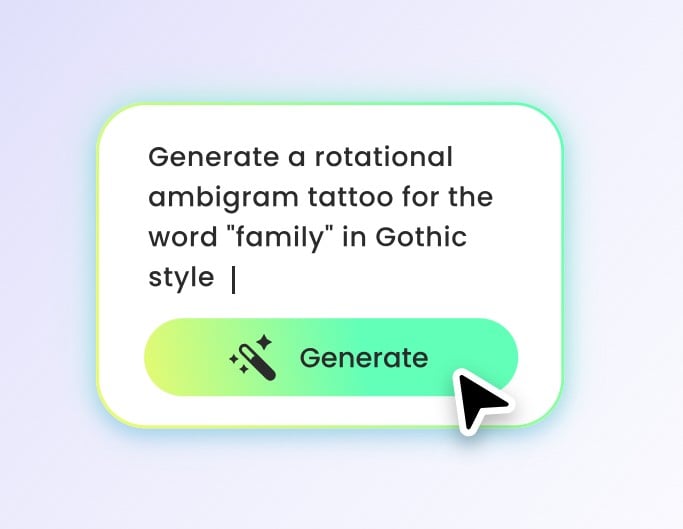 Step 1 enter prompt to customize your ambigram word and style
