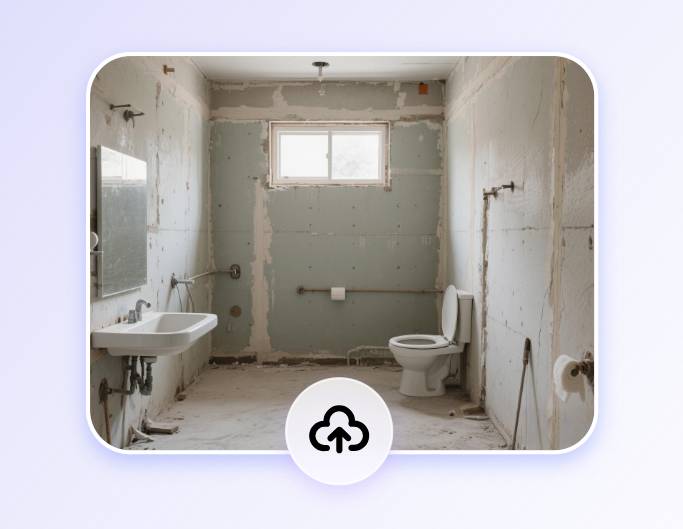 Step 1 upload an unfurnished bathroom image