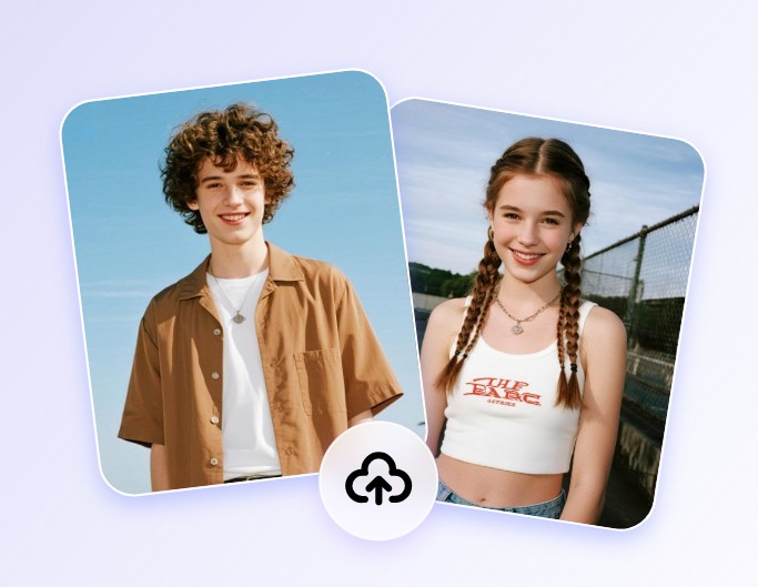 Step 1 upload two photos to AI polaroid trend generator