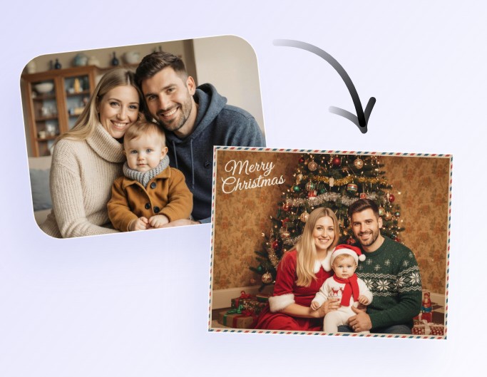 Step 2 turn the family photo into a christmas card