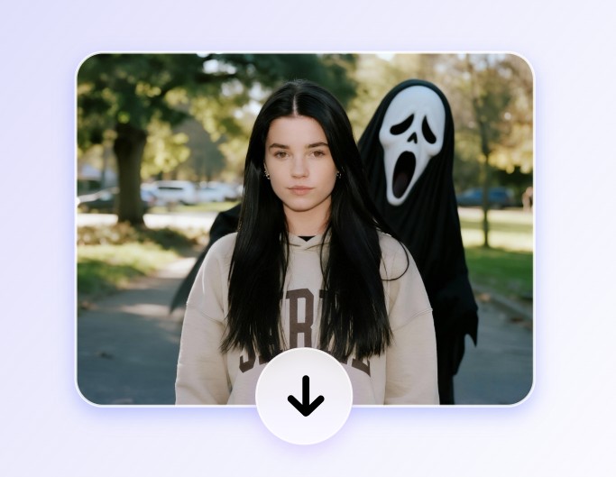 女性の写真に幽霊を追加