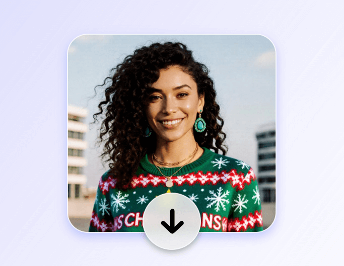 Step 3 download the image featuring a woman with ugly christmas sweater
