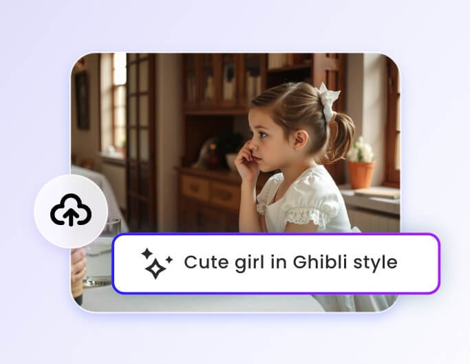 Step one to input text and image to generate ghibli video