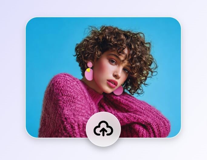 Step one to upload a color image of a curly haired woman to fotor
