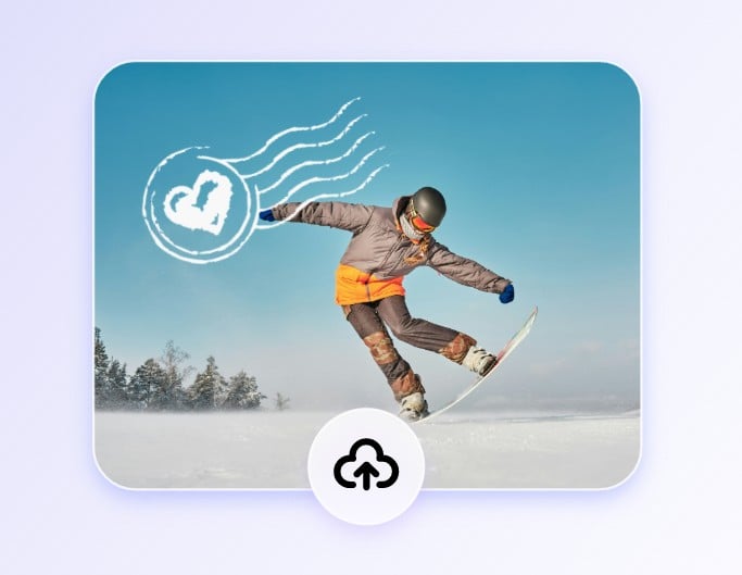 Step one to upload the photo with a stamp