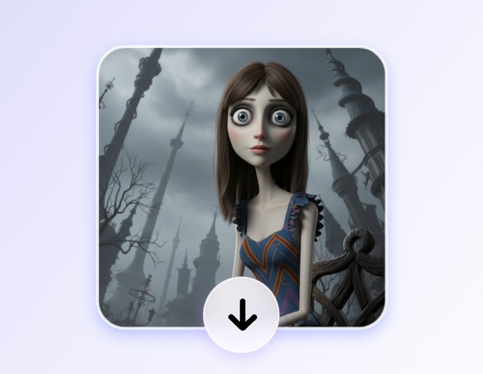 Step three download the generated tim burton style image