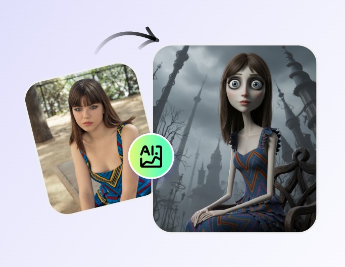 Step two transform a girl photo into tim burton style with fotor