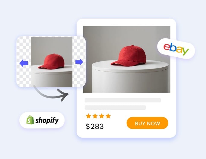 Stretch an image of a cap photo and list it on a shopping website
