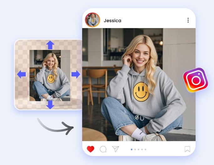 Stretch an image of a girl and share it on social media
