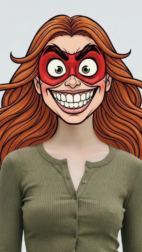 Superhero caricature effect for a woman