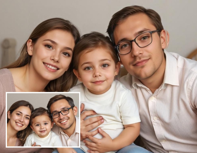 Multiple Face Swap in einer Familienfoto