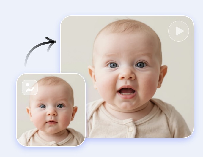 Transform a baby face into a talking character video