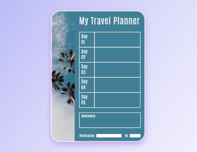 Modèle d'agenda de voyage