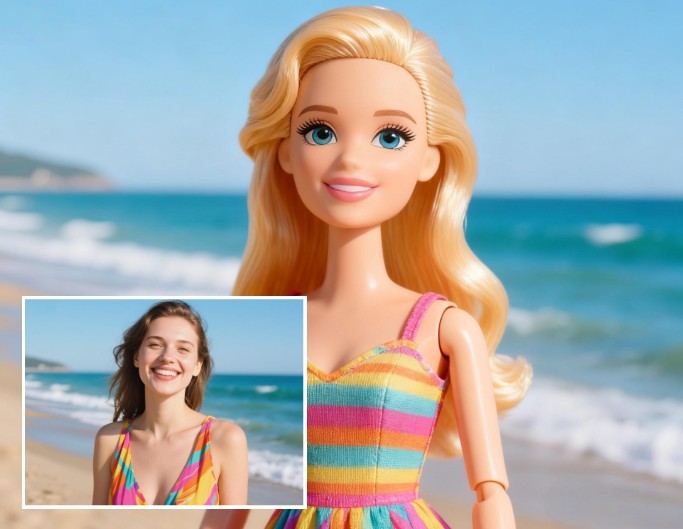 Turn a beautiful woman photo into a Barbie doll