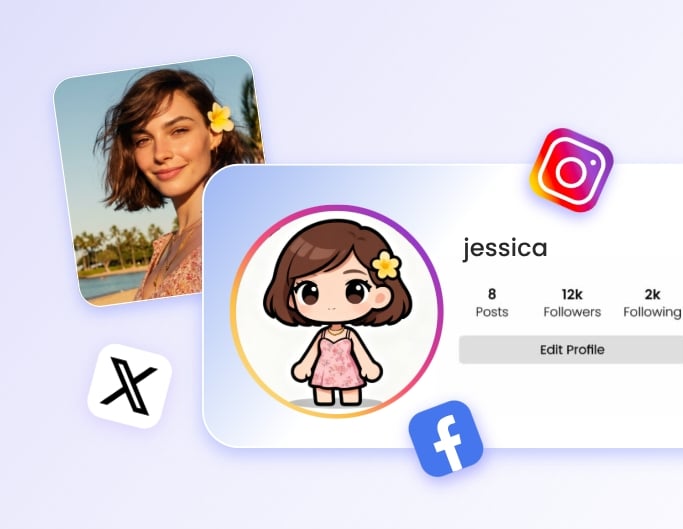 Turn a female portrait into a cute chibi style avatar