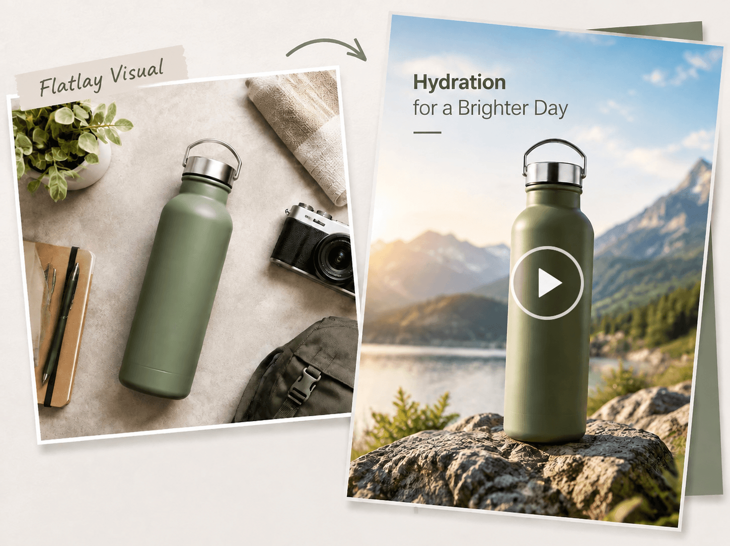 Turn a flatlay bottle visual into an ai ad video