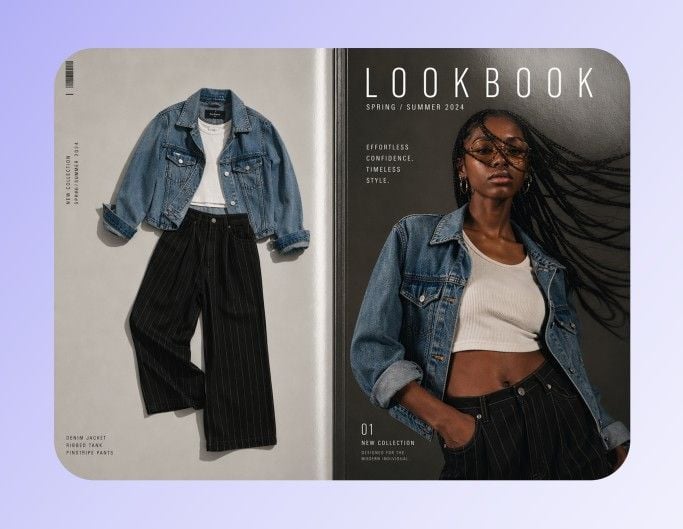 Turn a flatlay clothing image into a lookbook visual