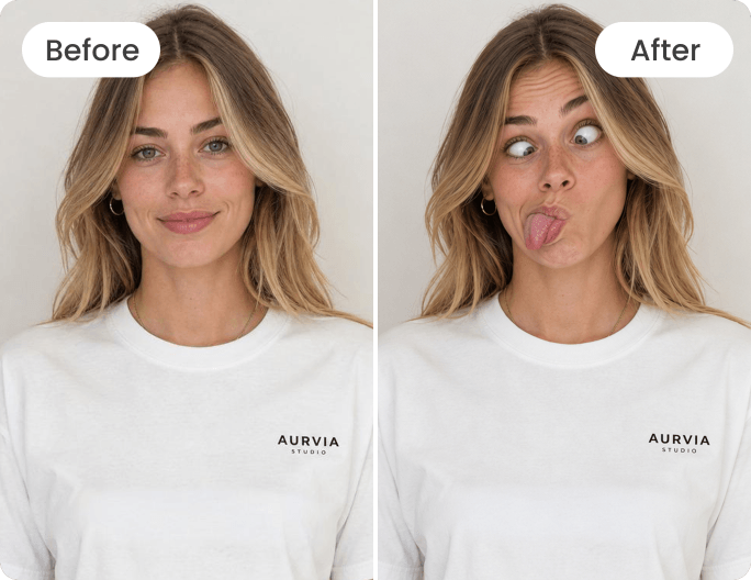 Turn a girl photo into a funny face image