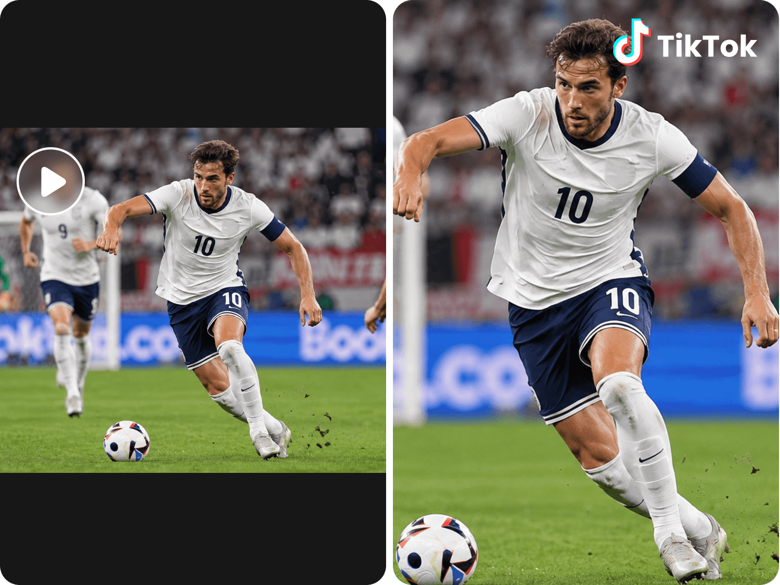 Turn a long football game vidoe on youtube into a tiktok clip